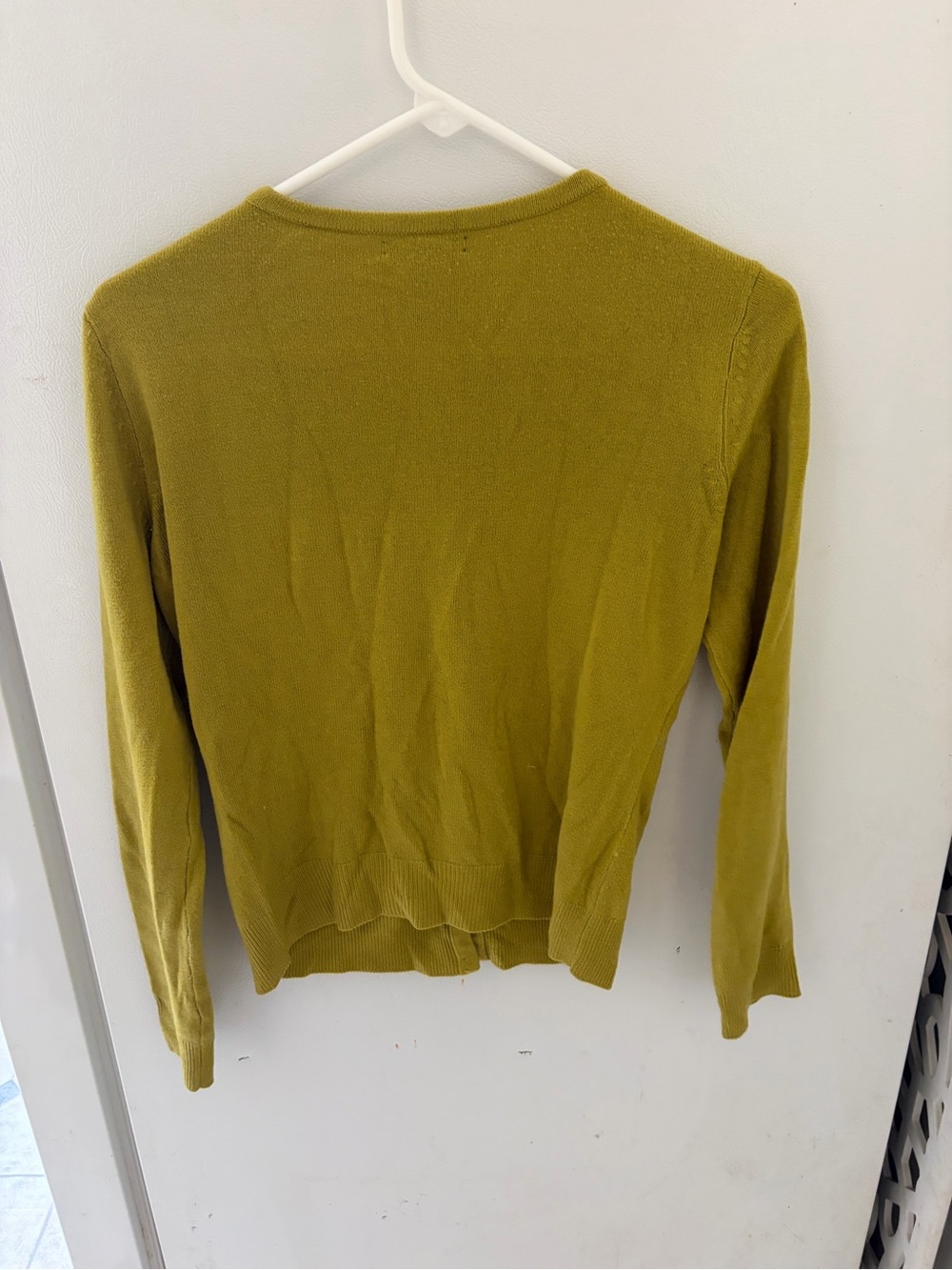 New York & Company Chartreuse Button-Up Women's Cardigan - Picture 2 of 4